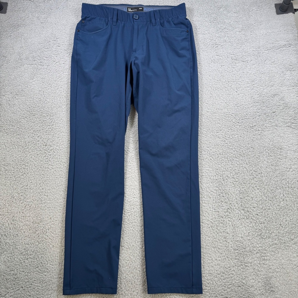 Under Armour Men's Golf‎ Chino Pants 34x31 Navy Blue Straight Fit Flat Front